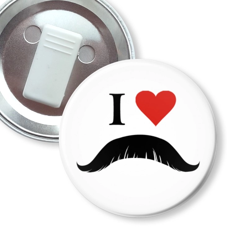 przypinka z żabką I love moustache