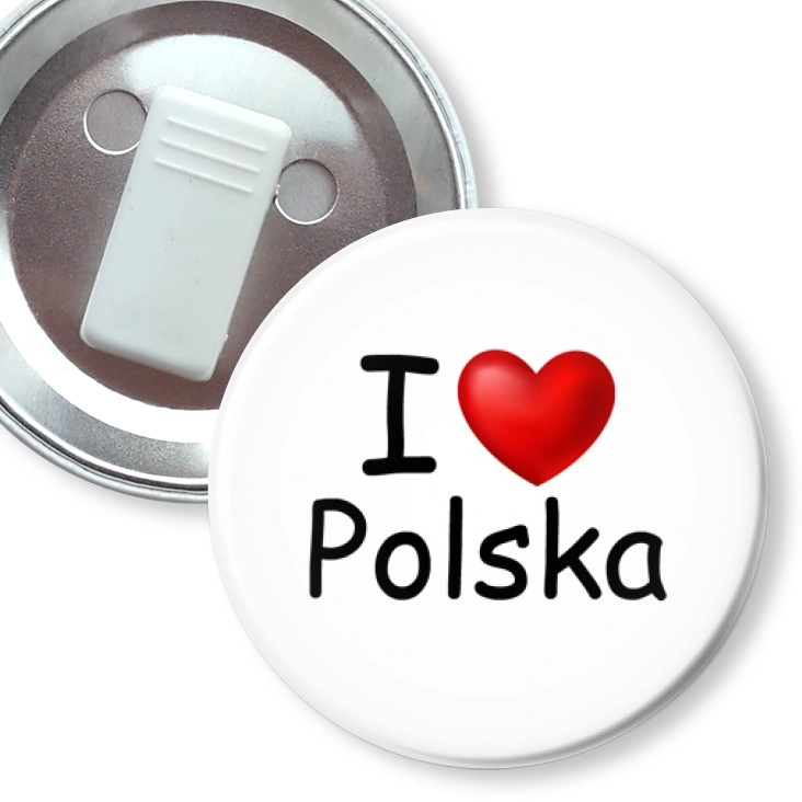 przypinka z żabką I love Polska serduszko