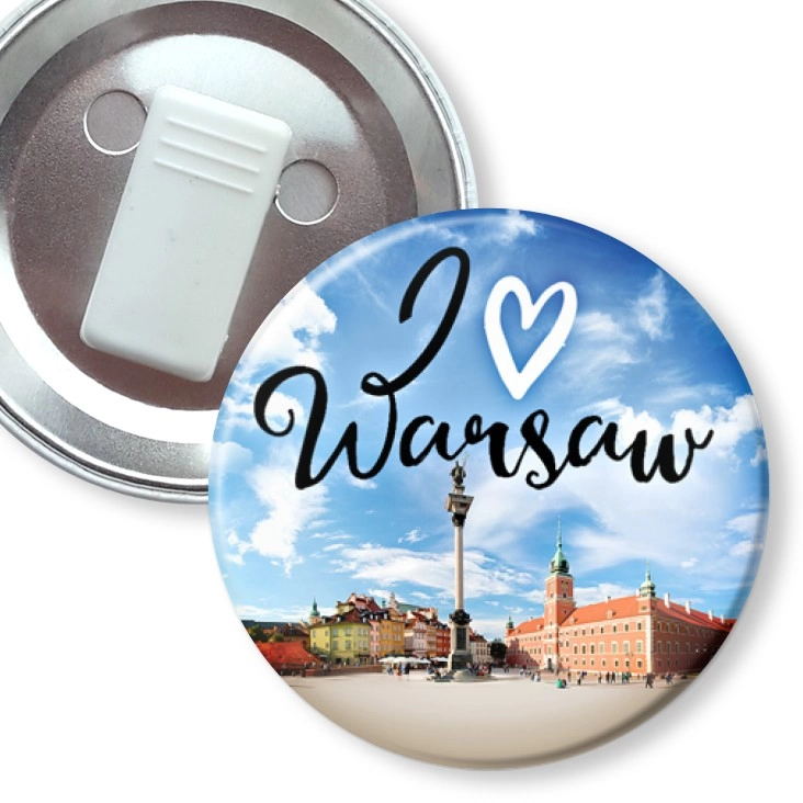 przypinka z żabką I love Warsaw