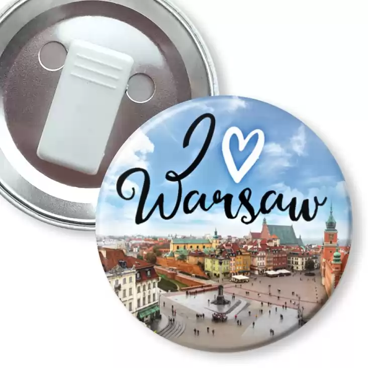 przypinka z żabką I love Warsaw
