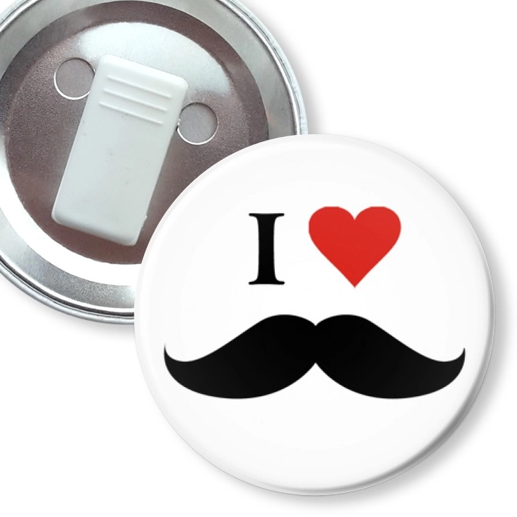 przypinka z żabką I love moustache