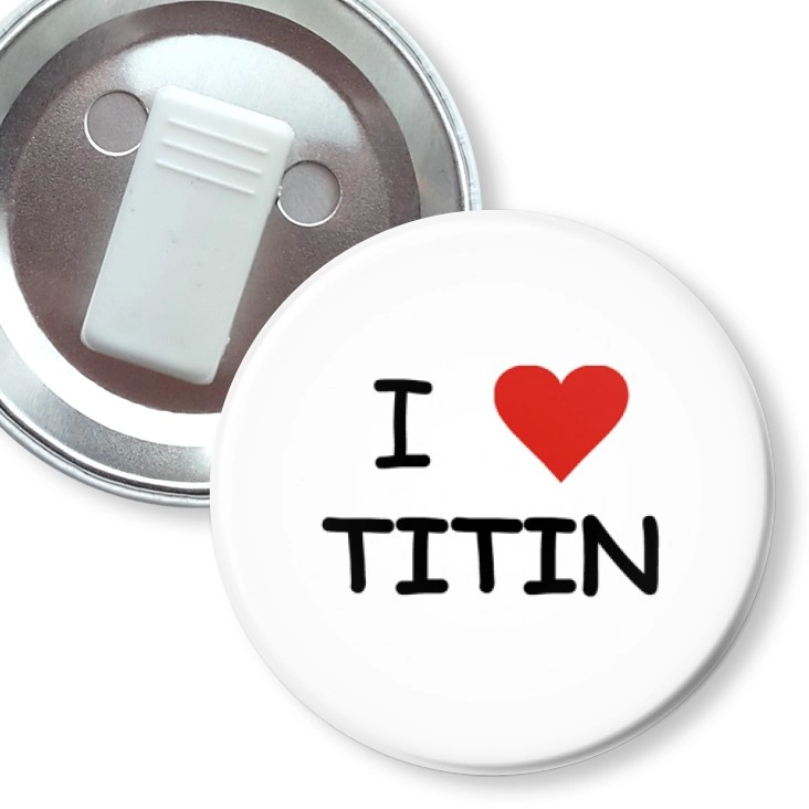 przypinka z żabką I love titin