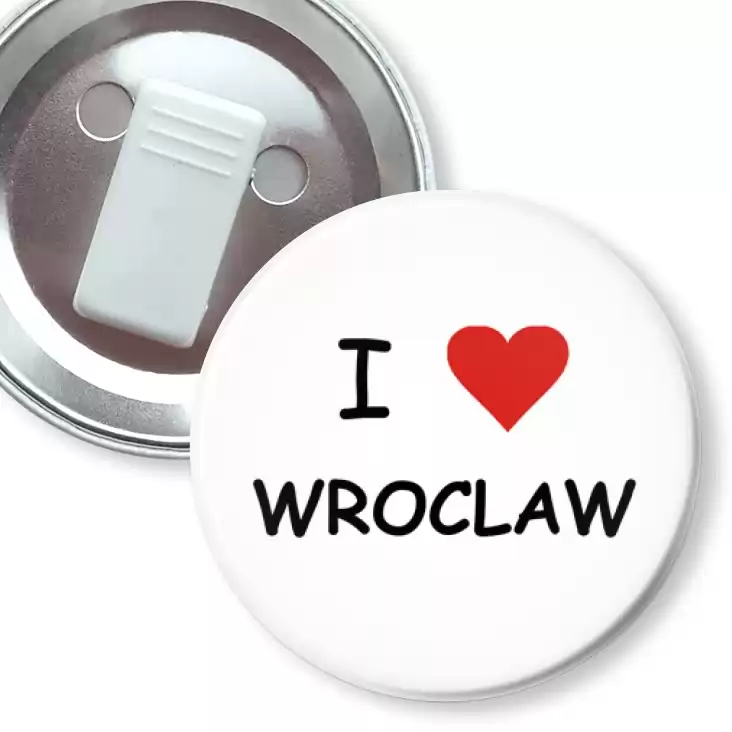 przypinka z żabką I love Wrocław