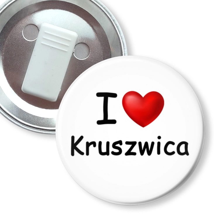 przypinka z żabką I love Kruszwica