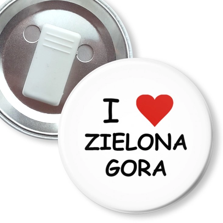 przypinka z żabką I love Zielona Góra