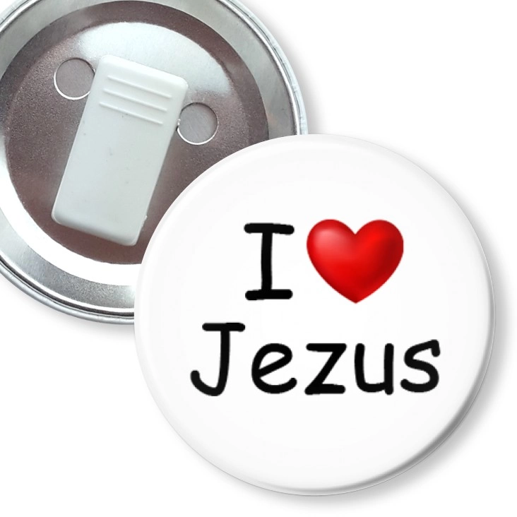 przypinka z żabką I love Jezus