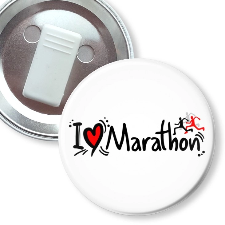 przypinka z żabką I love marathon