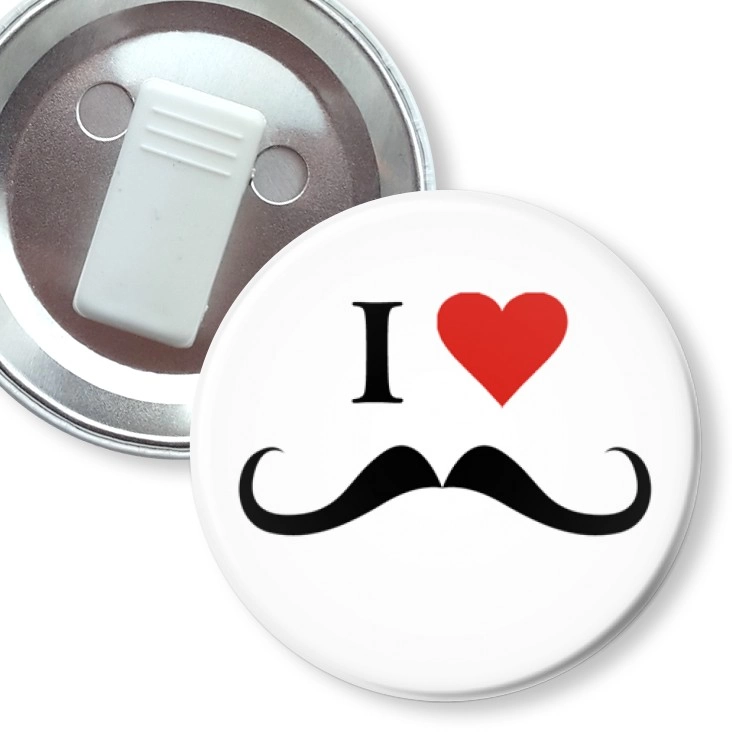przypinka z żabką I love moustache