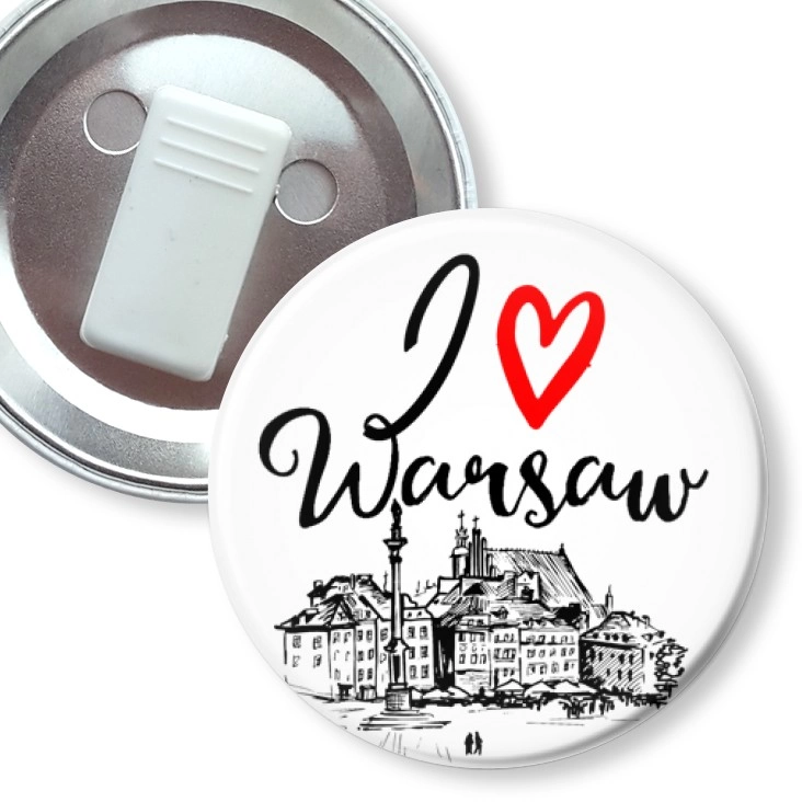 przypinka z żabką I love Warsaw