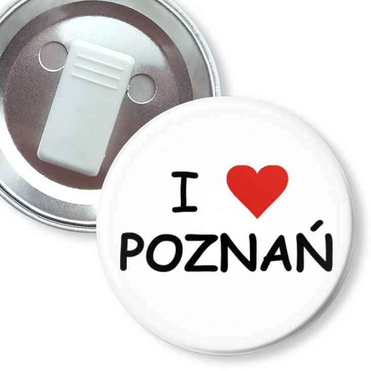 przypinka z żabką I love Poznań