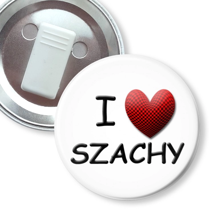 przypinka z żabką I love szachy