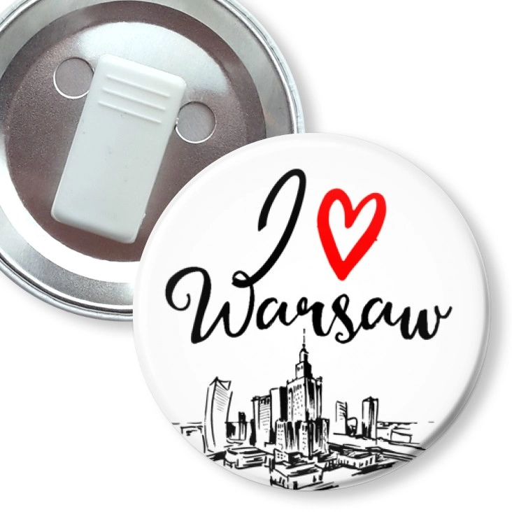 przypinka z żabką I love Warsaw