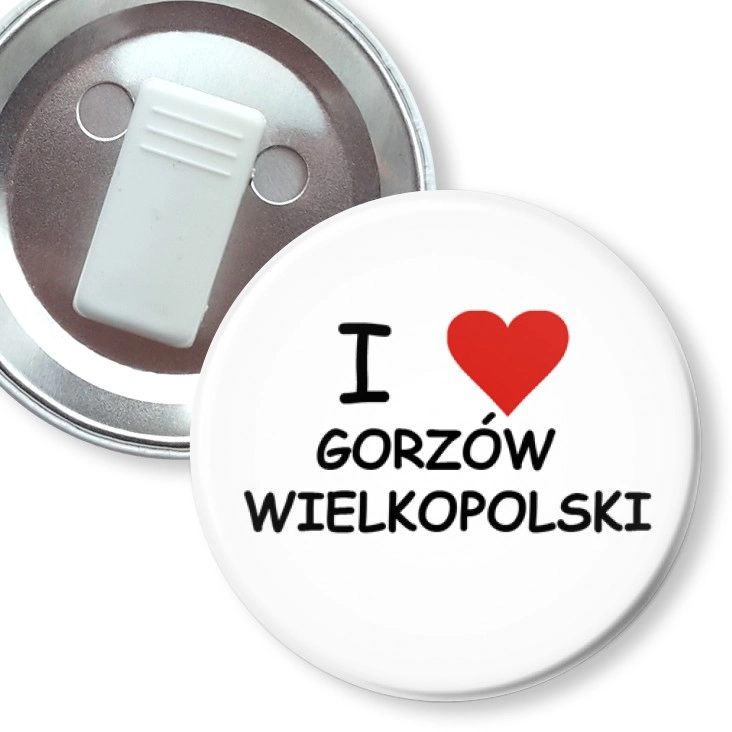 przypinka z żabką I love Gorzów Wlkp.