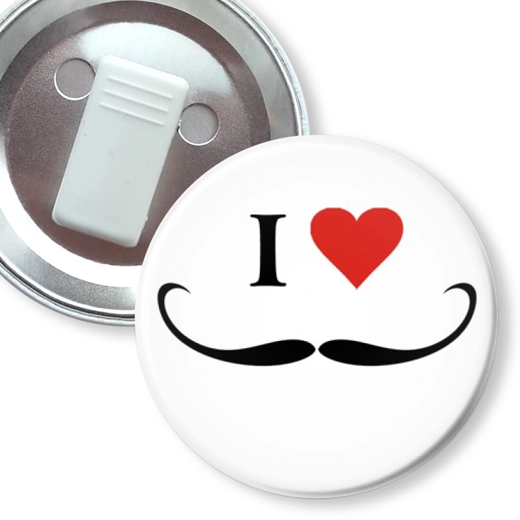 przypinka z żabką I love moustache