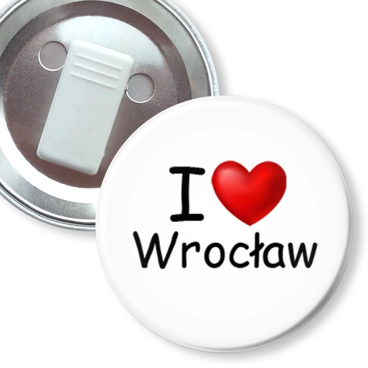 przypinka z żabką I love Wrocław