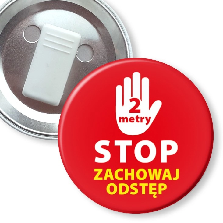 przypinka z żabką Zachowaj odstęp stop