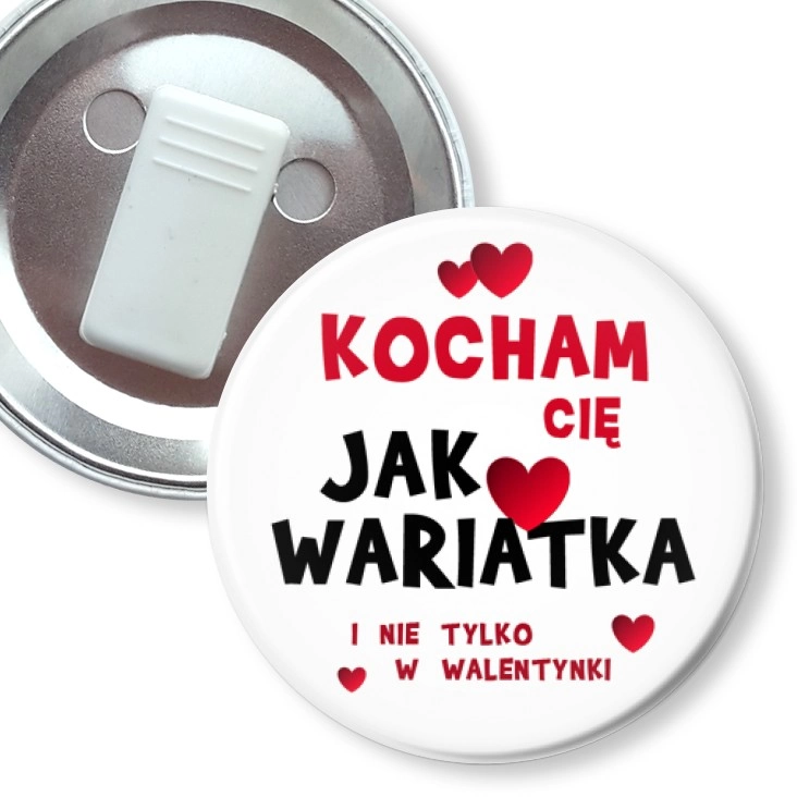 przypinka z żabką Kocham Cię Jak wariatka