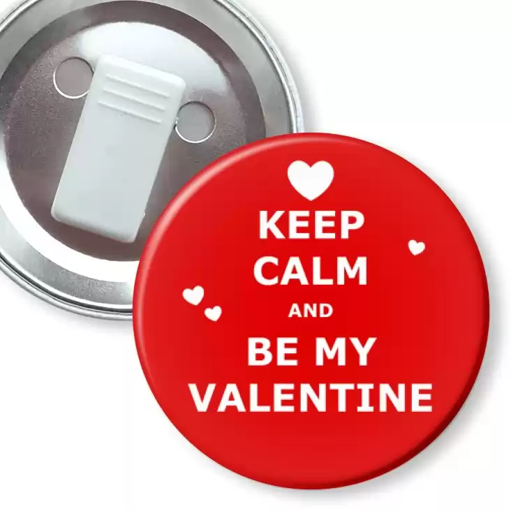 przypinka z żabką Keep calm and be my Valentine