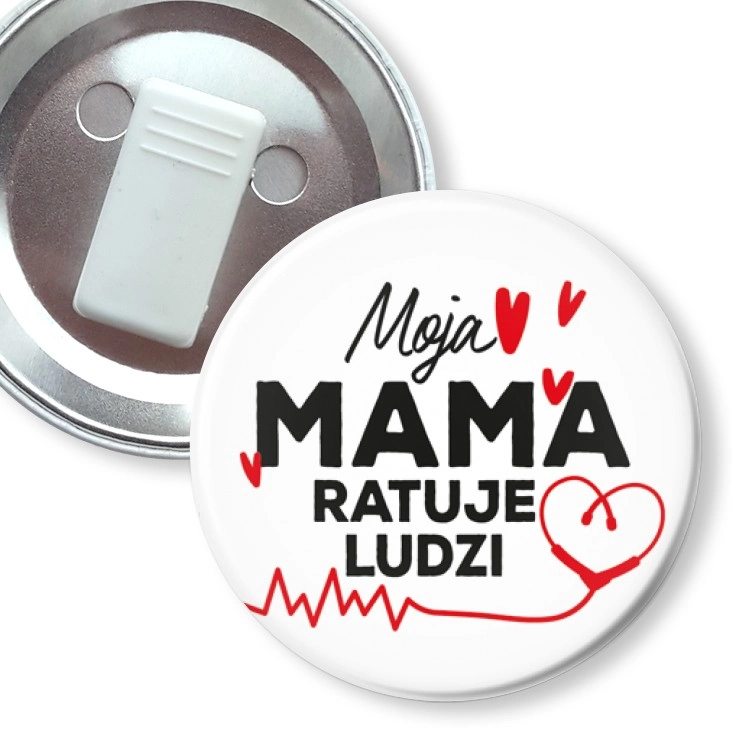 przypinka z żabką Moja mama ratuje ludzi