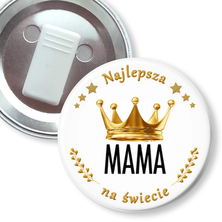 przypinka z żabką Dzień Mamy Najlepsza mama na świecie w koronie