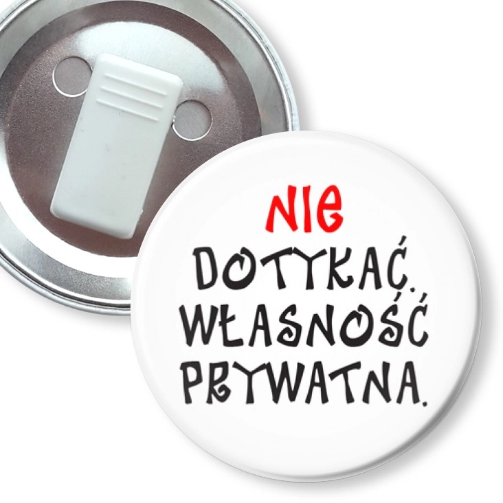 przypinka z żabką Nie dotykać