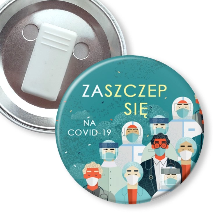 przypinka z żabką Zaszczep się służba zdrowia