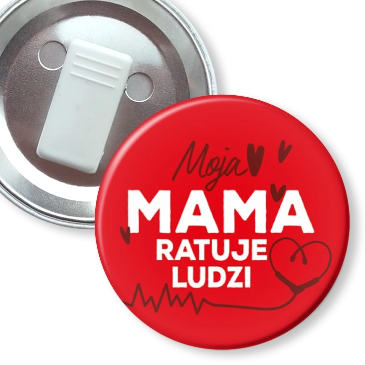 przypinka z żabką Moja mama ratuje ludzi