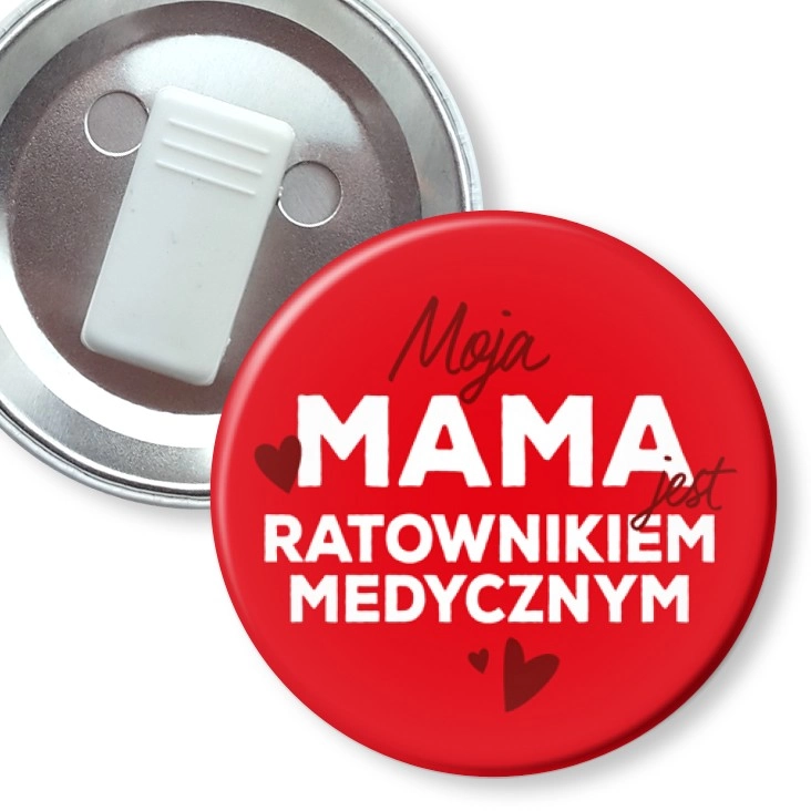 przypinka z żabką Moja mama jest ratownikiem medycznym