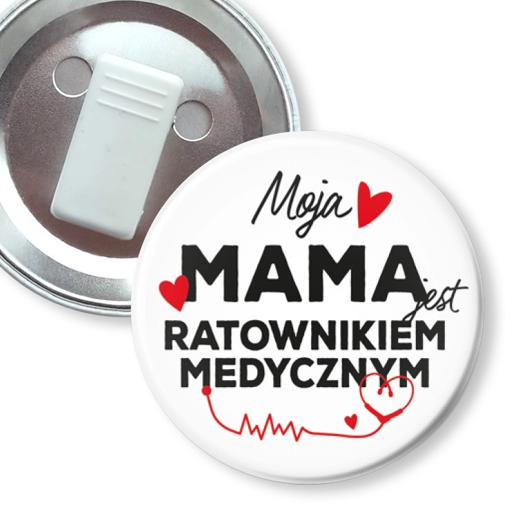 przypinka z żabką Moja mama jest ratownikiem medycznym