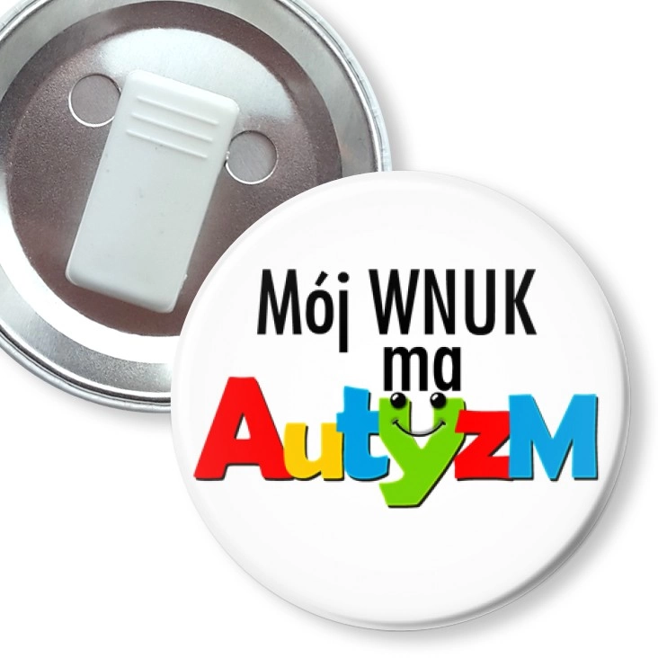 przypinka z żabką Mój wnuk ma autyzm