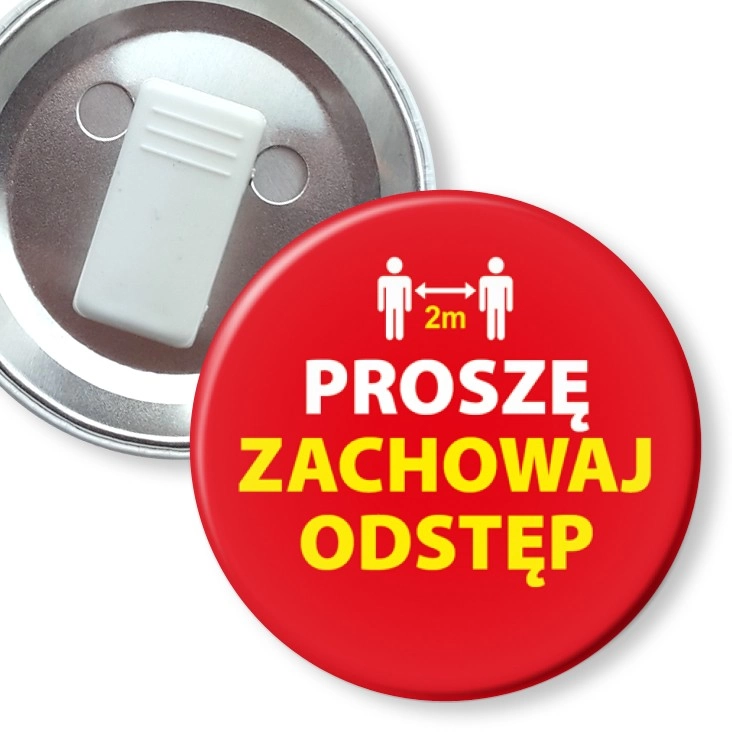 przypinka z żabką Zachowaj odstęp proszę