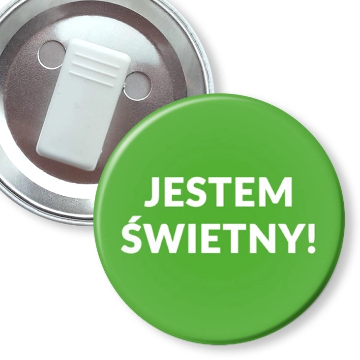 przypinka z żabką Jestem Świetny!