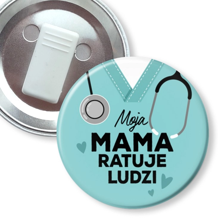 przypinka z żabką Moja mama ratuje ludzi