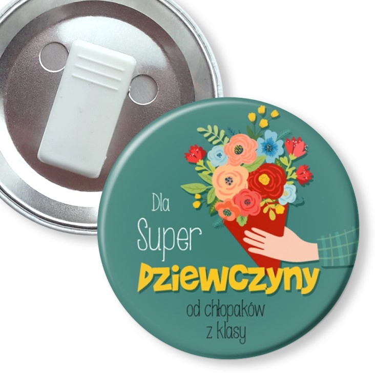 przypinka z żabką Dla Super Dziewczyny bukiet