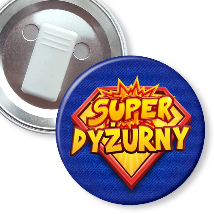 przypinka z żabką Super dyżurny napis