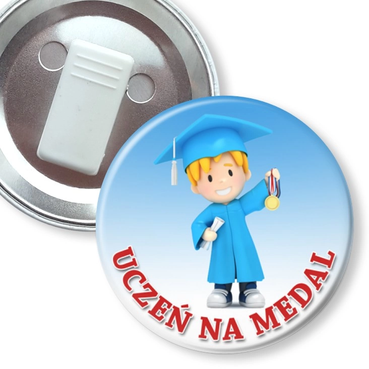 przypinka z żabką Uczeń na medal