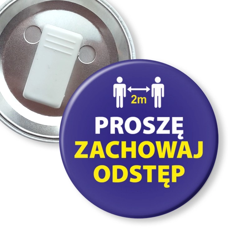 przypinka z żabką Proszę zachowaj odstęp