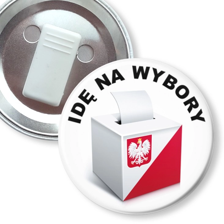 przypinka z żabką Idę na wybory