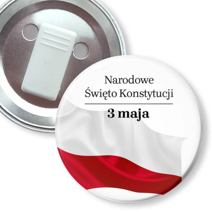 przypinka z żabką Narodowe Święto Konstytucji 3 maja powiewająca flaga