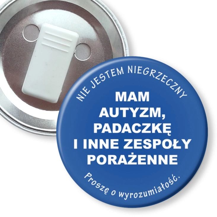 przypinka z żabką Mam autyzm i padaczkę