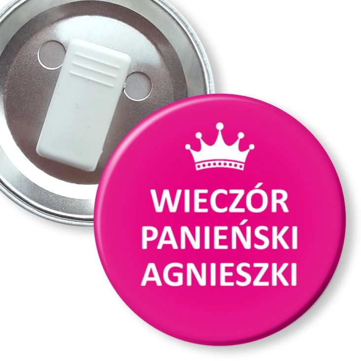 przypinka z żabką Wieczór panieński Agnieszki