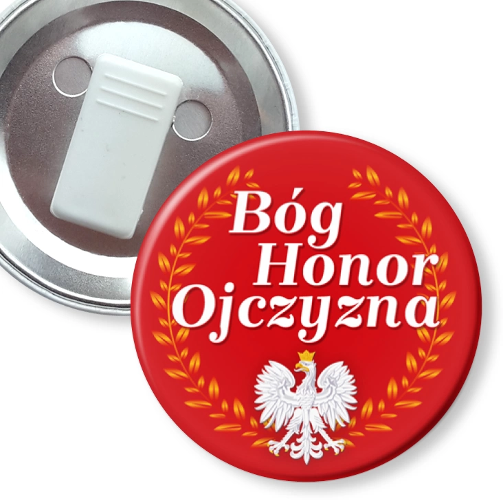 przypinka z żabką Bóg Honor Ojczyzna