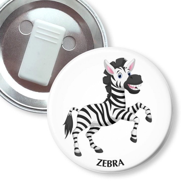 przypinka z żabką Zebra