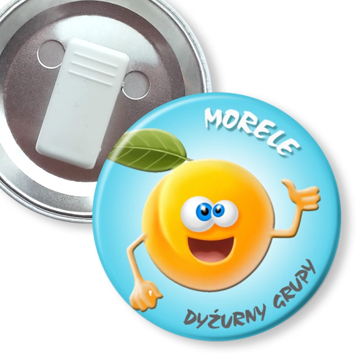 przypinka z żabką Dyżurny grupy morele