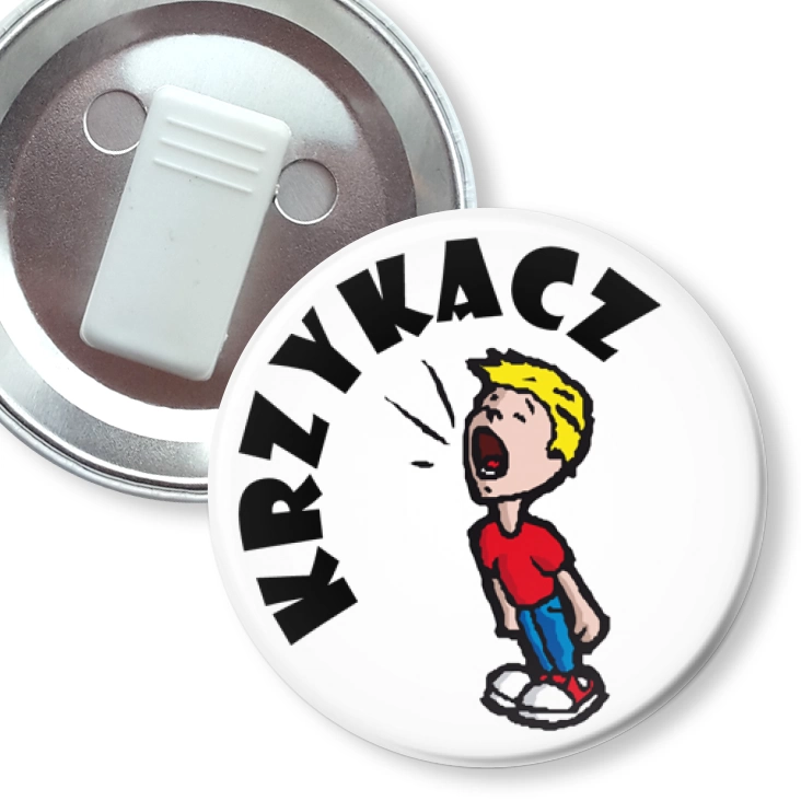 przypinka z żabką Krzykacz