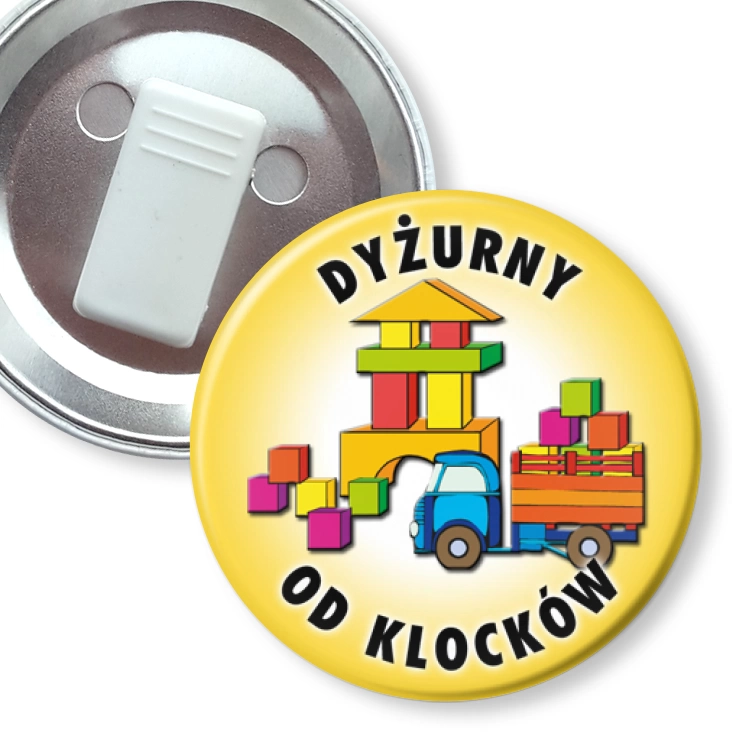 przypinka z żabką Dyżurny od klocków