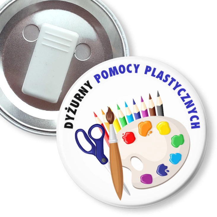 przypinka z żabką Dyżurny Pomocy Plastycznych