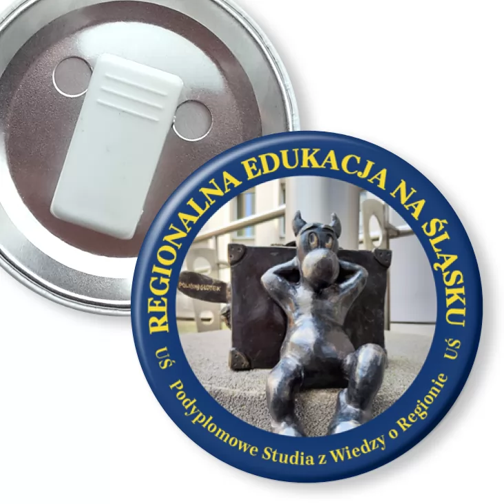 przypinka z żabką Regionalna Edukacja na Śląsku