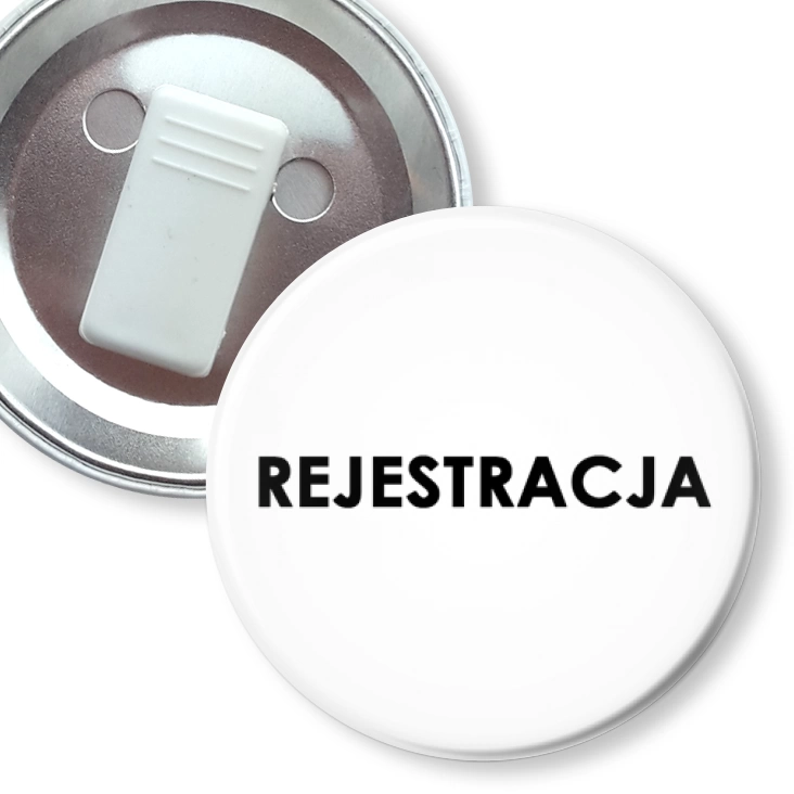 przypinka z żabką Rejestracja