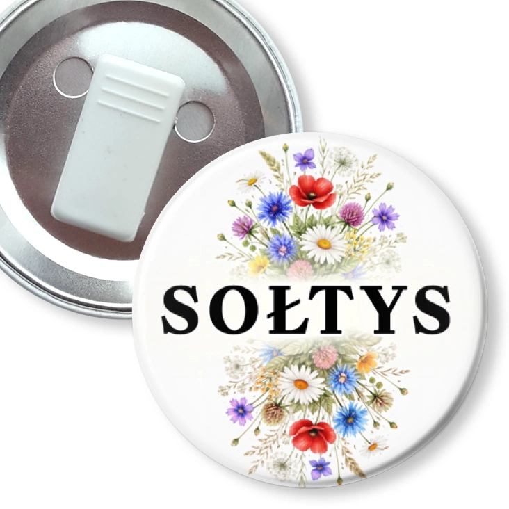 przypinka z żabką Sołtys polne kwiaty